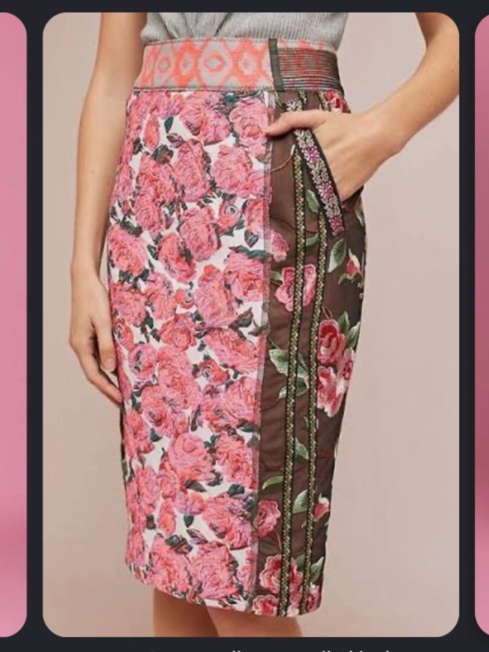 NWOT Anthropology Byron Lars Cosmopolitan Pink Floral Pencil Skirt size 0